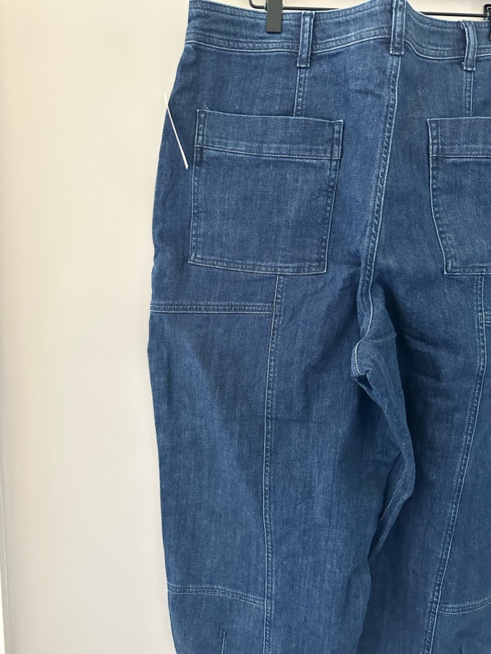 Pilcro for Anthropologie Dark Wash Carpenter Barrel Leg Jeans SZ 33 New with Tag - Picture 6 of 16